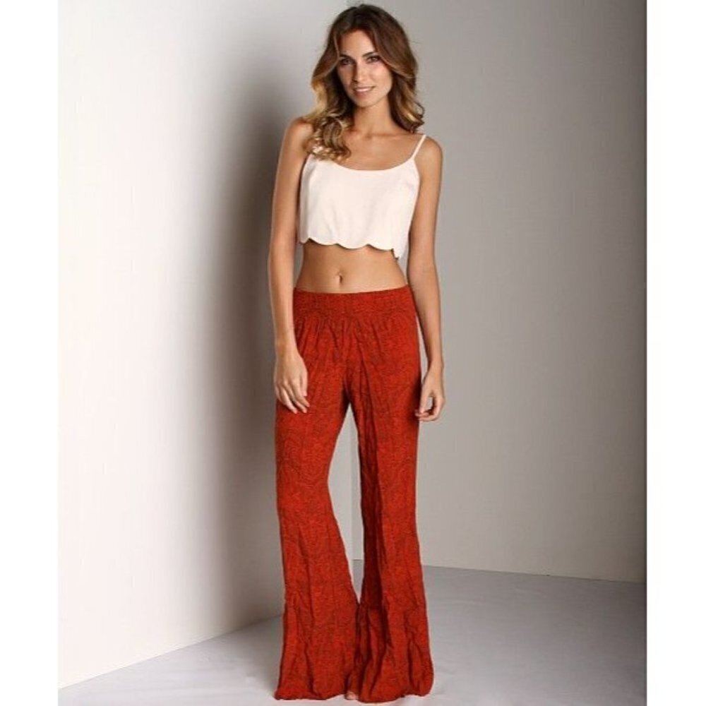 NWT Free People Womens Lounge Pants Size Small S Wide Leg Spice Combo Pure Rayon - Picture 2 of 12